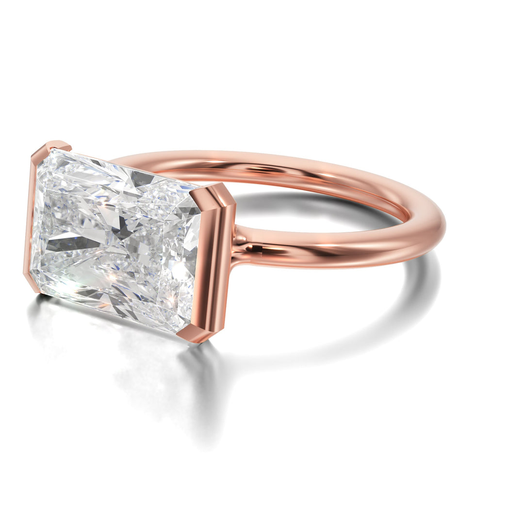 Half Bezel Setting Engagement Ring with Radiant Diamond - R1026 in Ring by 18 KARATS