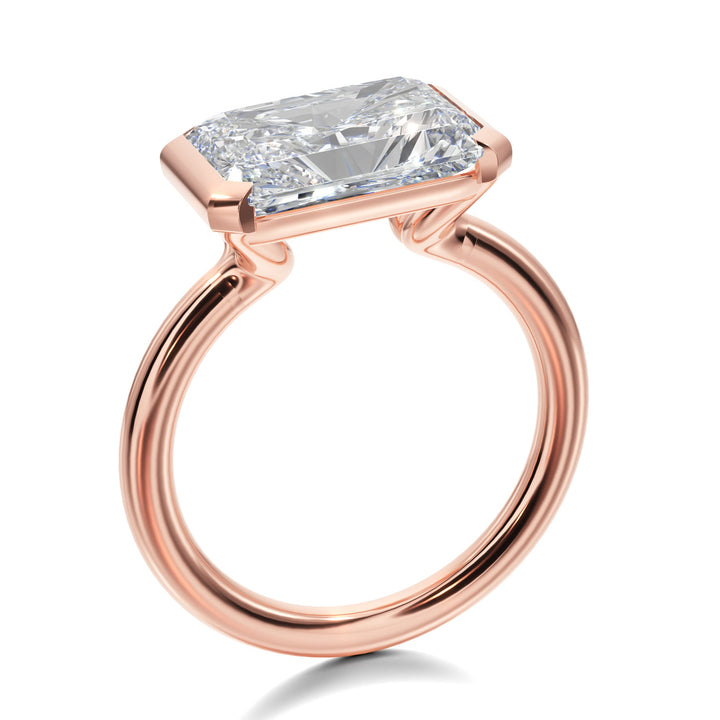 Half Bezel Setting Engagement Ring with Radiant Diamond - R1026 in Ring by 18 KARATS