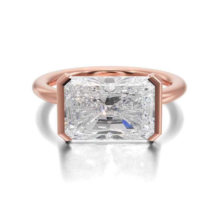 Half Bezel Setting Engagement Ring with Radiant Diamond - R1026 in Ring by 18 KARATS