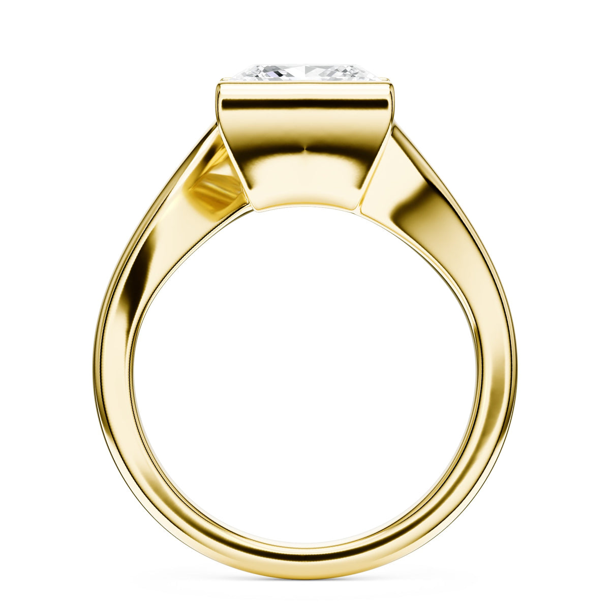 Half-Bezel Twist Princess Diamond Engagement Ring in Ring by 18 KARATS INC.