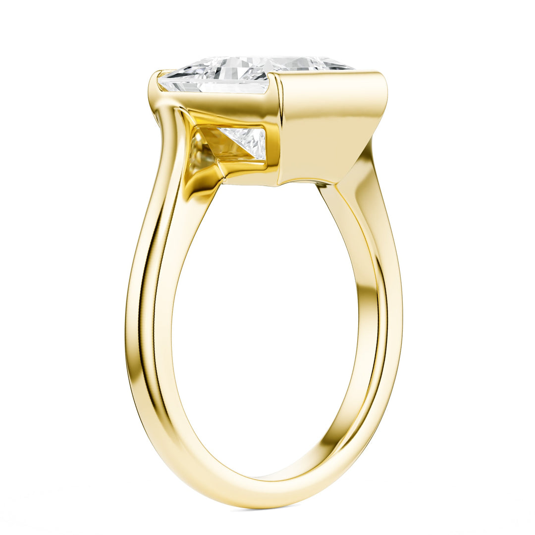 Half-Bezel Twist Princess Diamond Engagement Ring in Ring by 18 KARATS INC.