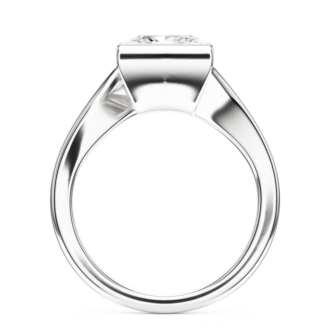 Half-Bezel Twist Princess Diamond Engagement Ring in Ring by 18 KARATS INC.