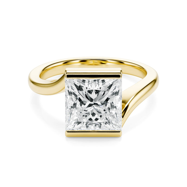 Half-Bezel Twist Princess Diamond Engagement Ring in Ring by 18 KARATS INC.
