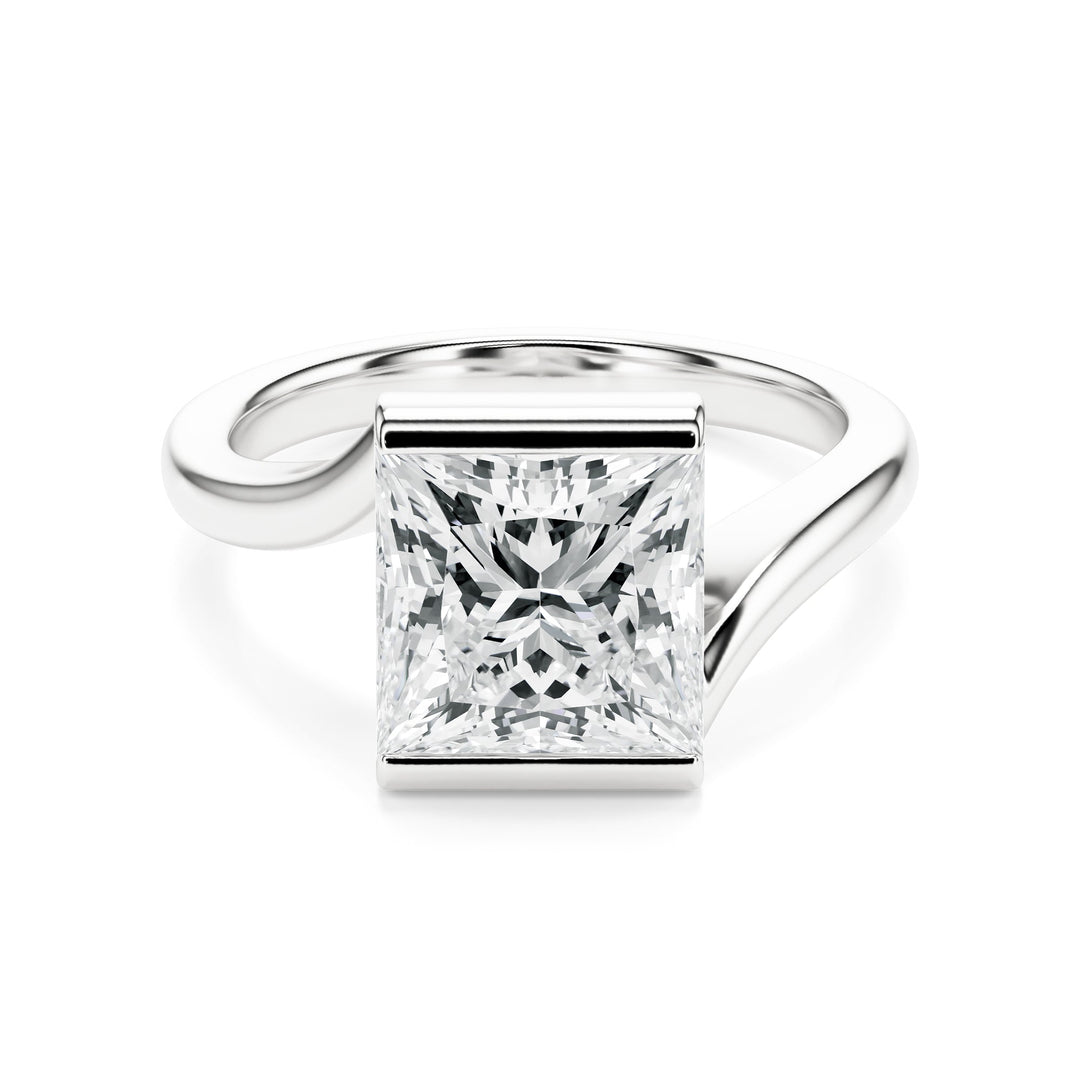 Half-Bezel Twist Princess Diamond Engagement Ring in Ring by 18 KARATS INC.