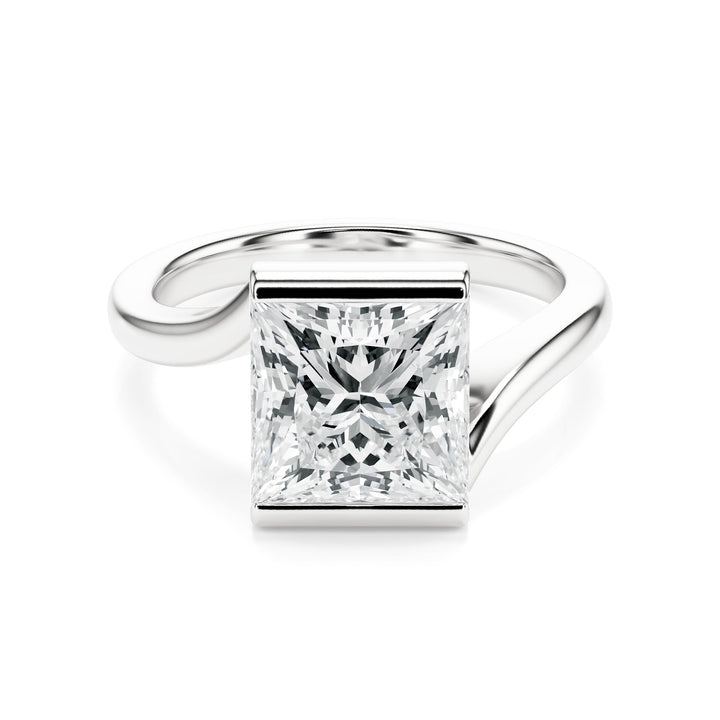 Half-Bezel Twist Princess Diamond Engagement Ring in Ring by 18 KARATS INC.