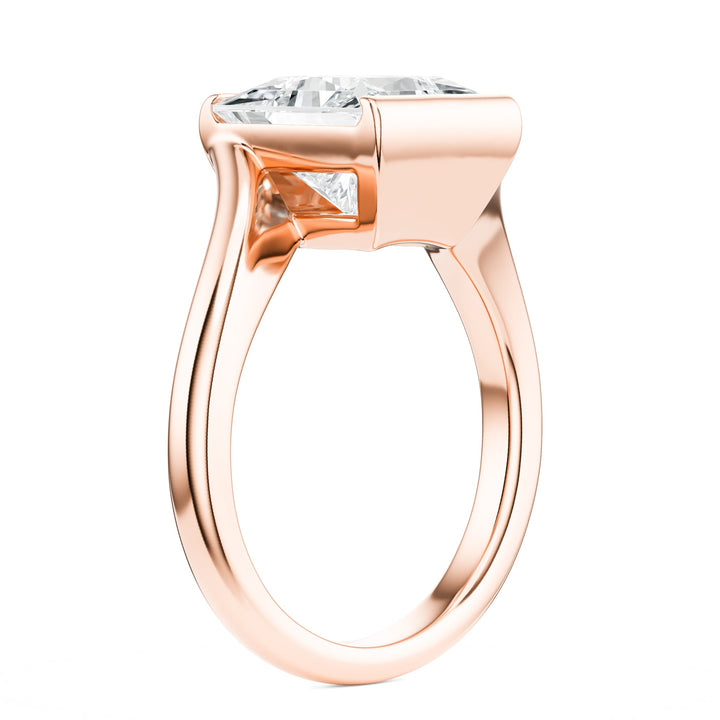 Half-Bezel Twist Princess Diamond Engagement Ring in Ring by 18 KARATS INC.