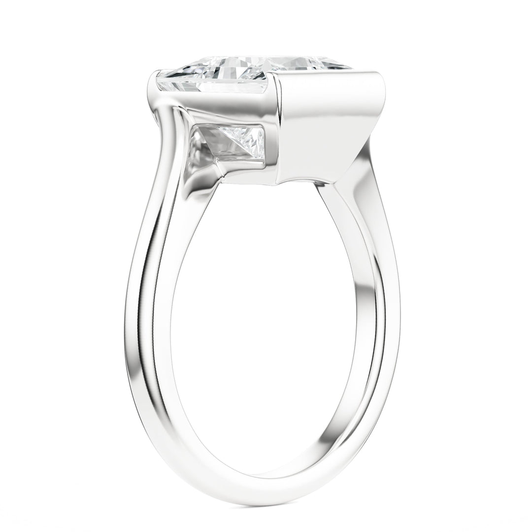 Half-Bezel Twist Princess Diamond Engagement Ring in Ring by 18 KARATS INC.