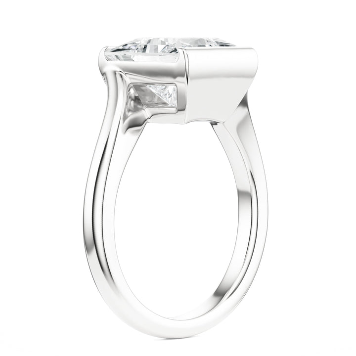 Half-Bezel Twist Princess Diamond Engagement Ring in Ring by 18 KARATS INC.