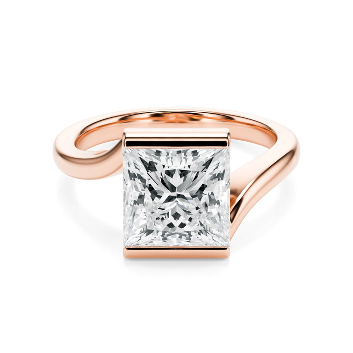 Half-Bezel Twist Princess Diamond Engagement Ring in Ring by 18 KARATS INC.