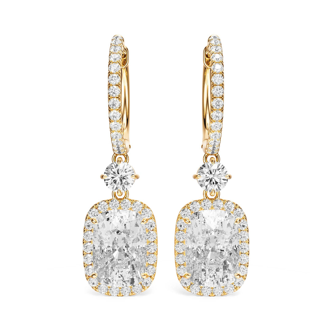 Halo Drop Elongated Cushion Lab Diamond Earrings -  E1114 in Earrings by 18 KARATS INC.