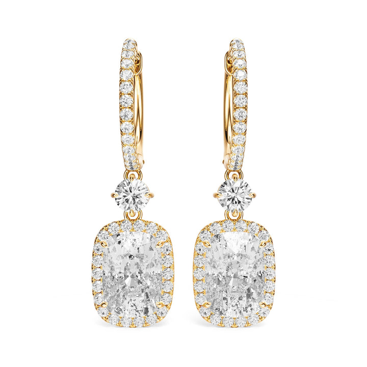 Halo Drop Elongated Cushion Lab Diamond Earrings -  E1114 in Earrings by 18 KARATS INC.