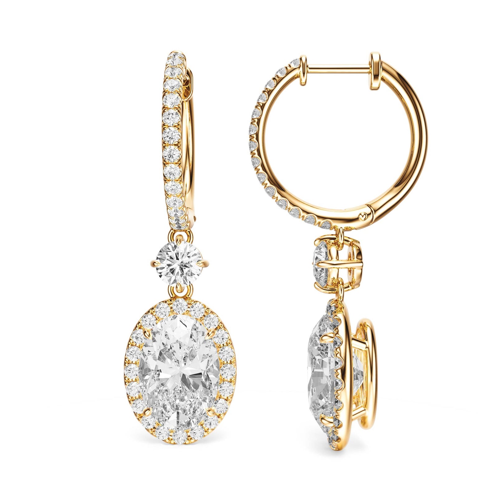 Halo Drop Oval Lab Diamond Earrings -  E1114 in Earrings by 18 KARATS INC.