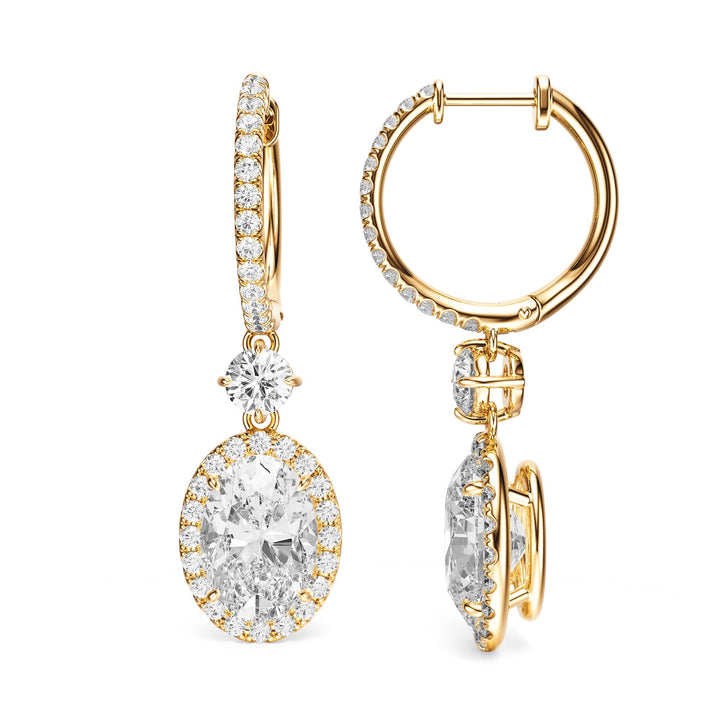 Halo Drop Oval Lab Diamond Earrings -  E1114 in Earrings by 18 KARATS INC.