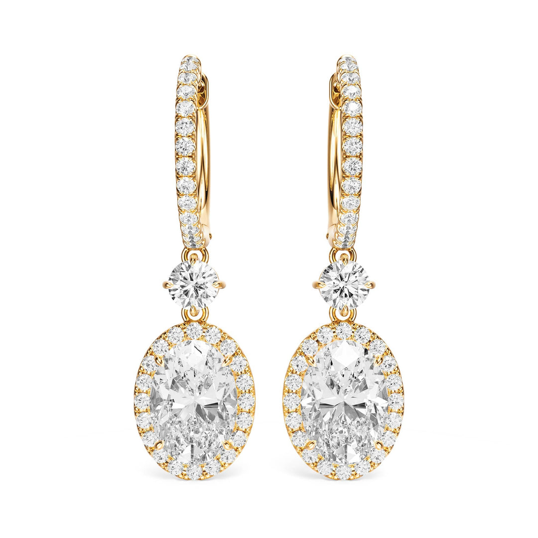 Halo Drop Oval Lab Diamond Earrings -  E1114 in Earrings by 18 KARATS INC.