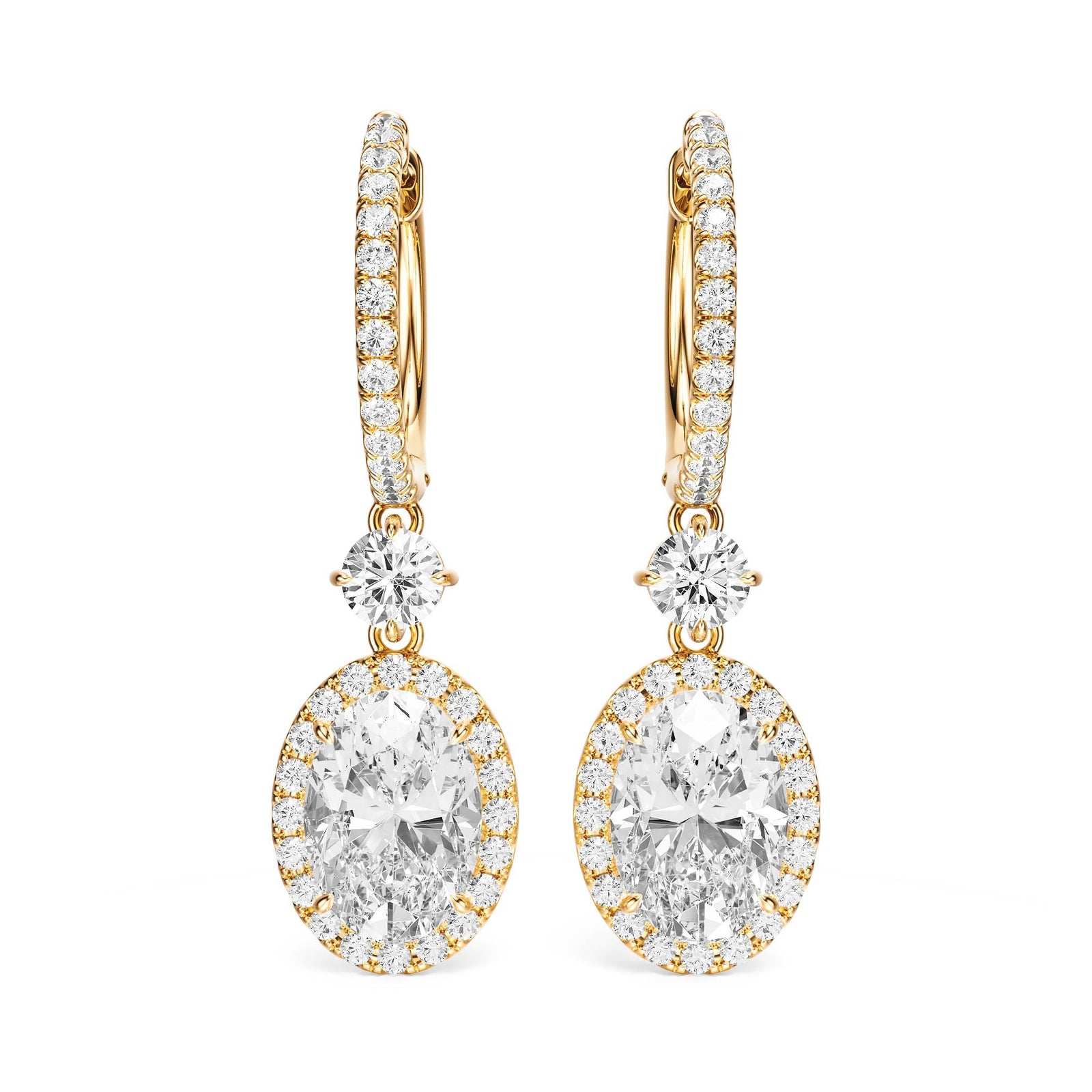 Halo Drop Oval Lab Diamond Earrings -  E1114 in Earrings by 18 KARATS INC.