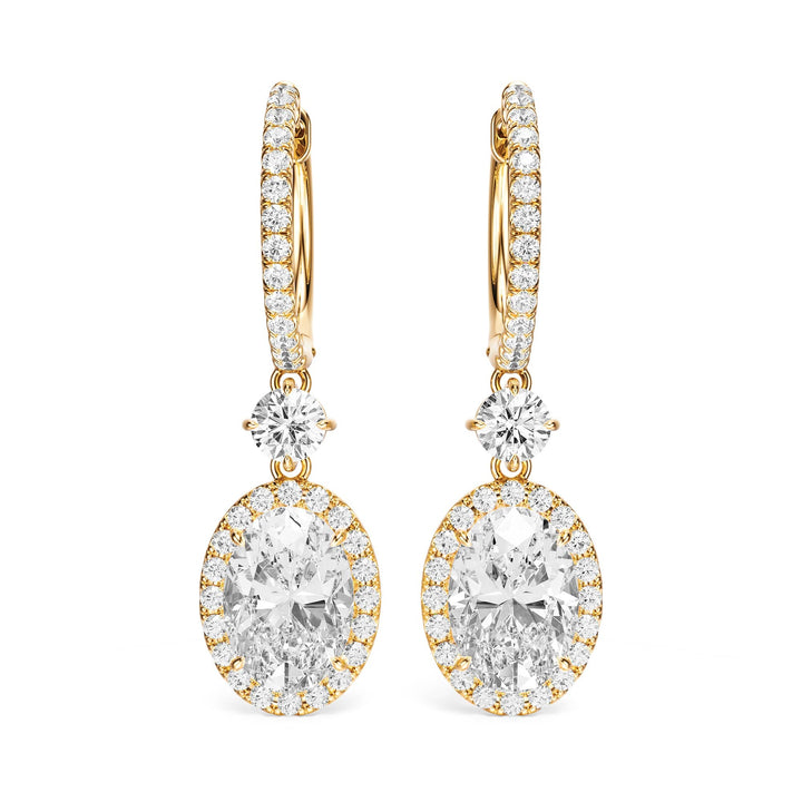 Halo Drop Oval Lab Diamond Earrings -  E1114 in Earrings by 18 KARATS INC.