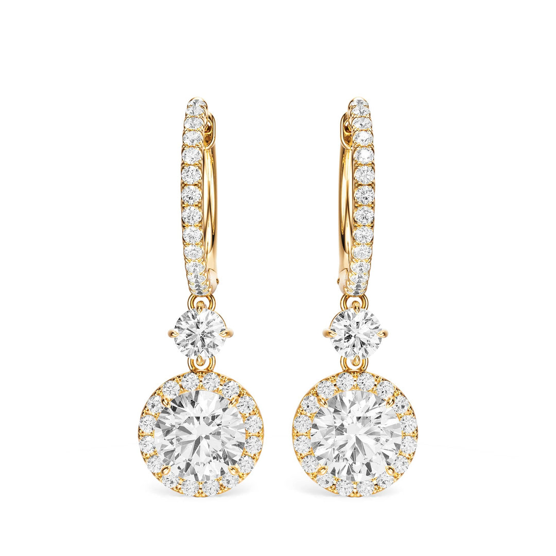 Halo Drop Round Lab Diamond Earrings -  E1114 in Earrings by 18 KARATS INC.
