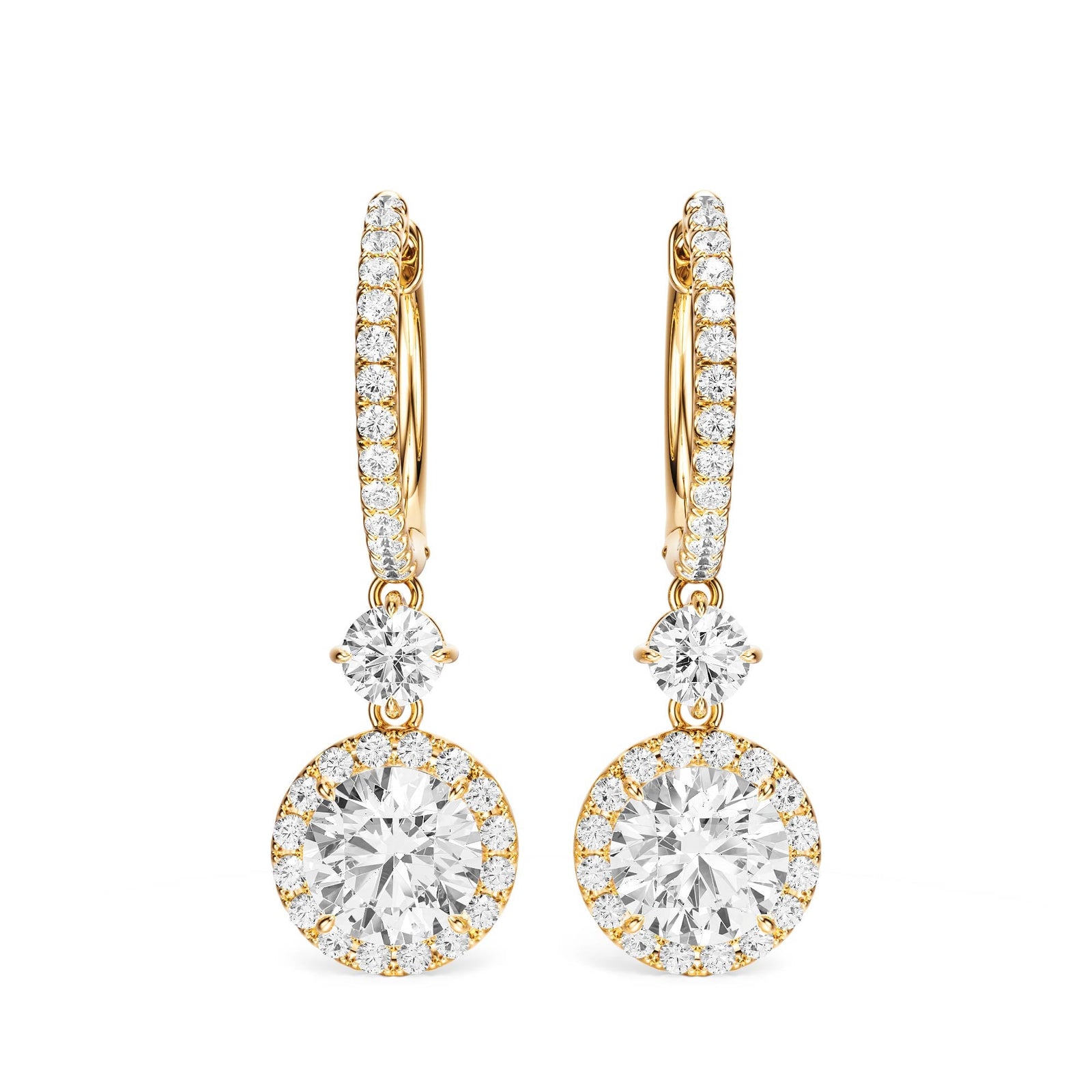 Halo Drop Round Lab Diamond Earrings -  E1114 in Earrings by 18 KARATS INC.