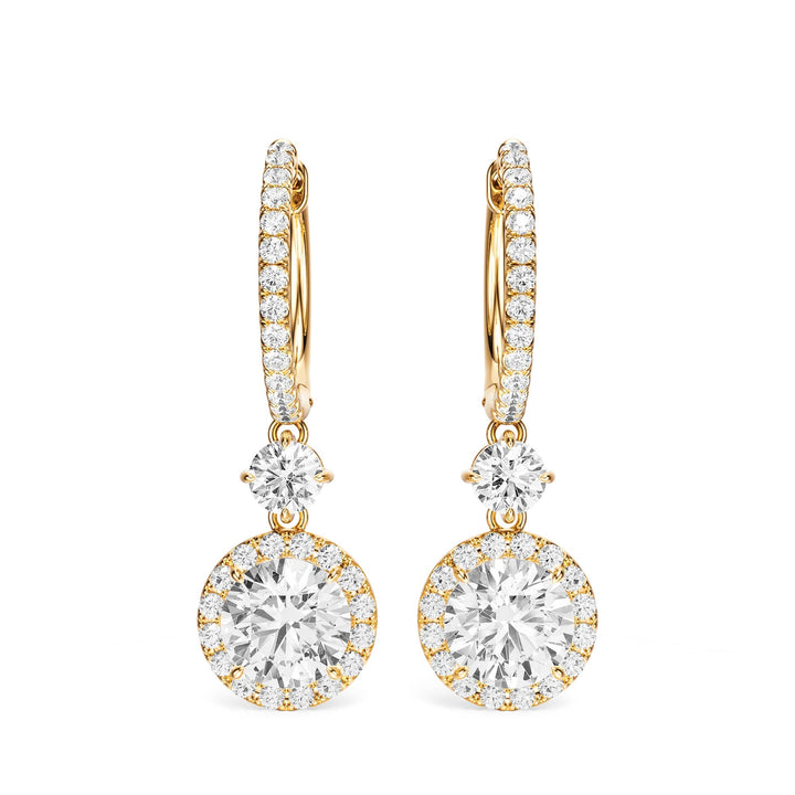 Halo Drop Round Lab Diamond Earrings -  E1114 in Earrings by 18 KARATS INC.