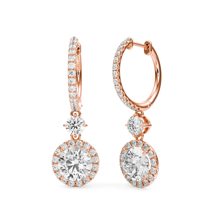 Halo Drop Round Lab Diamond Earrings -  E1114 in Earrings by 18 KARATS INC.