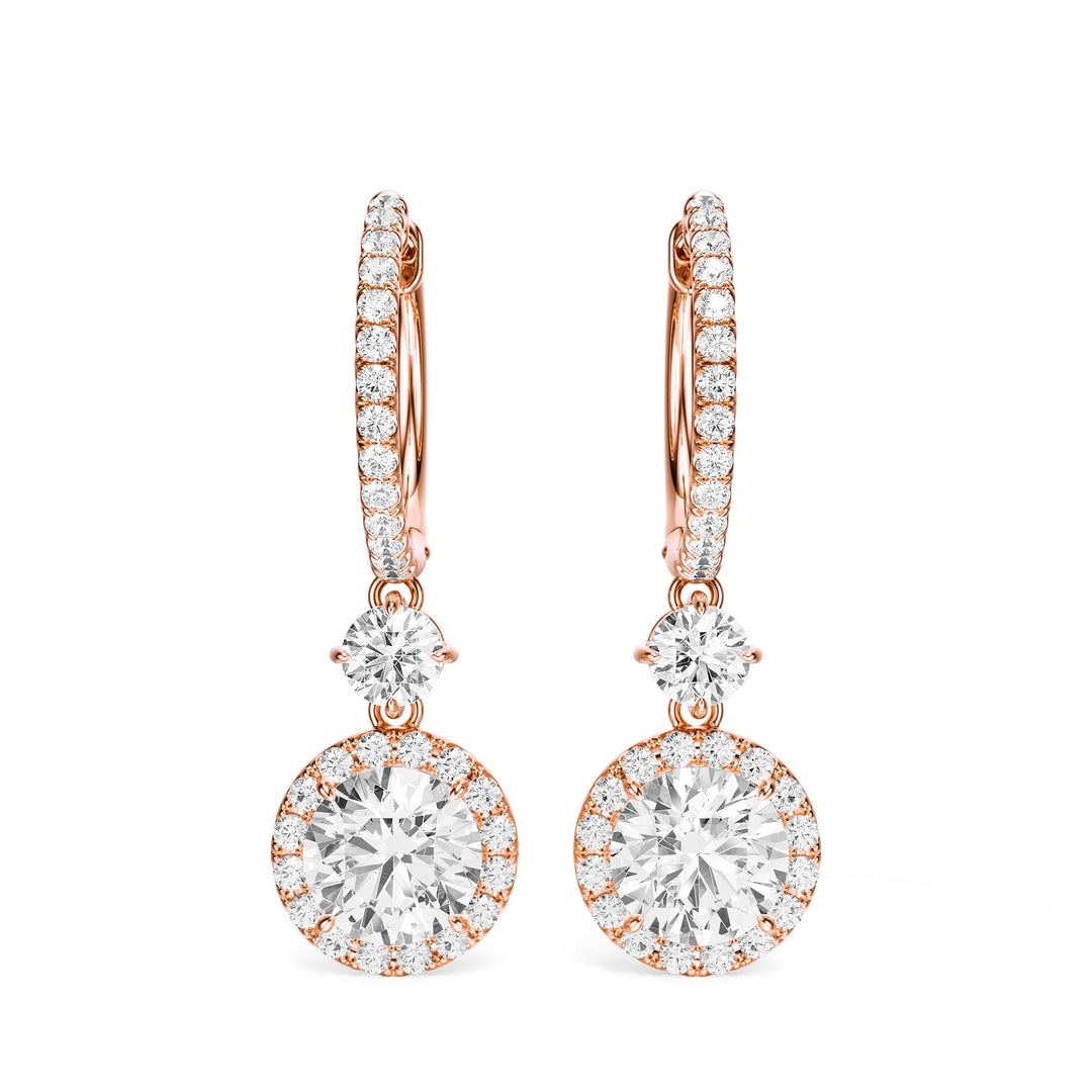 Halo Drop Round Lab Diamond Earrings -  E1114 in Earrings by 18 KARATS INC.