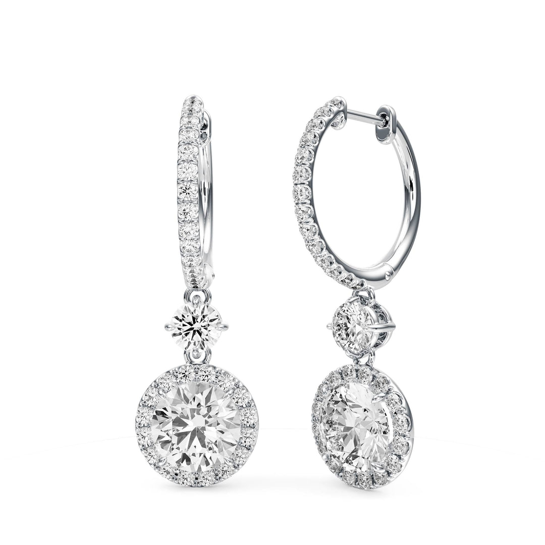 Halo Drop Round Lab Diamond Earrings -  E1114 in Earrings by 18 KARATS INC.