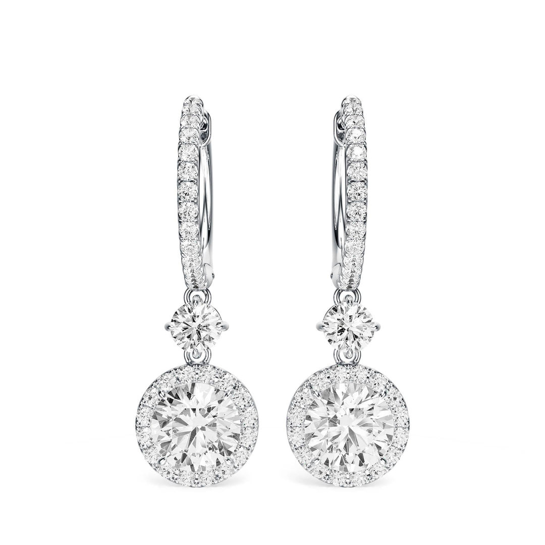 Halo Drop Round Lab Diamond Earrings -  E1114 in Earrings by 18 KARATS INC.
