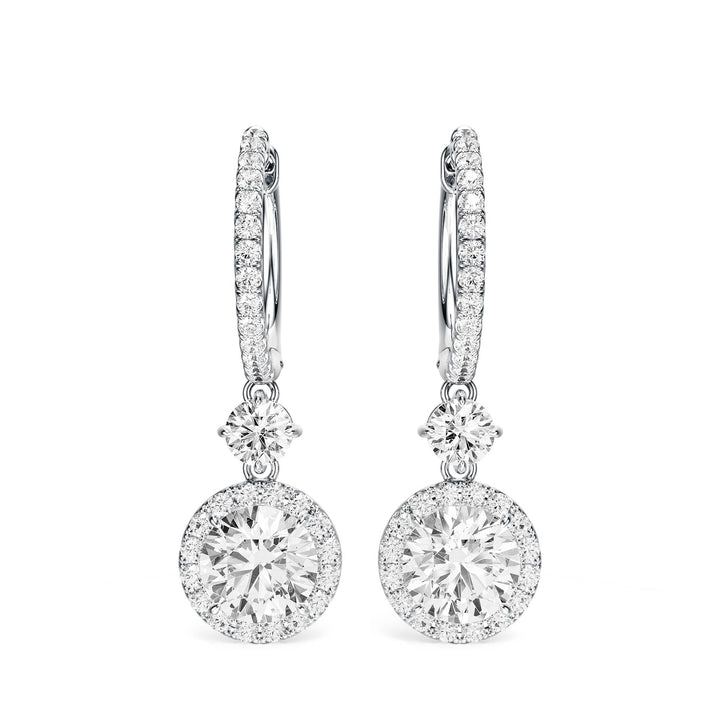 Halo Drop Round Lab Diamond Earrings -  E1114 in Earrings by 18 KARATS INC.