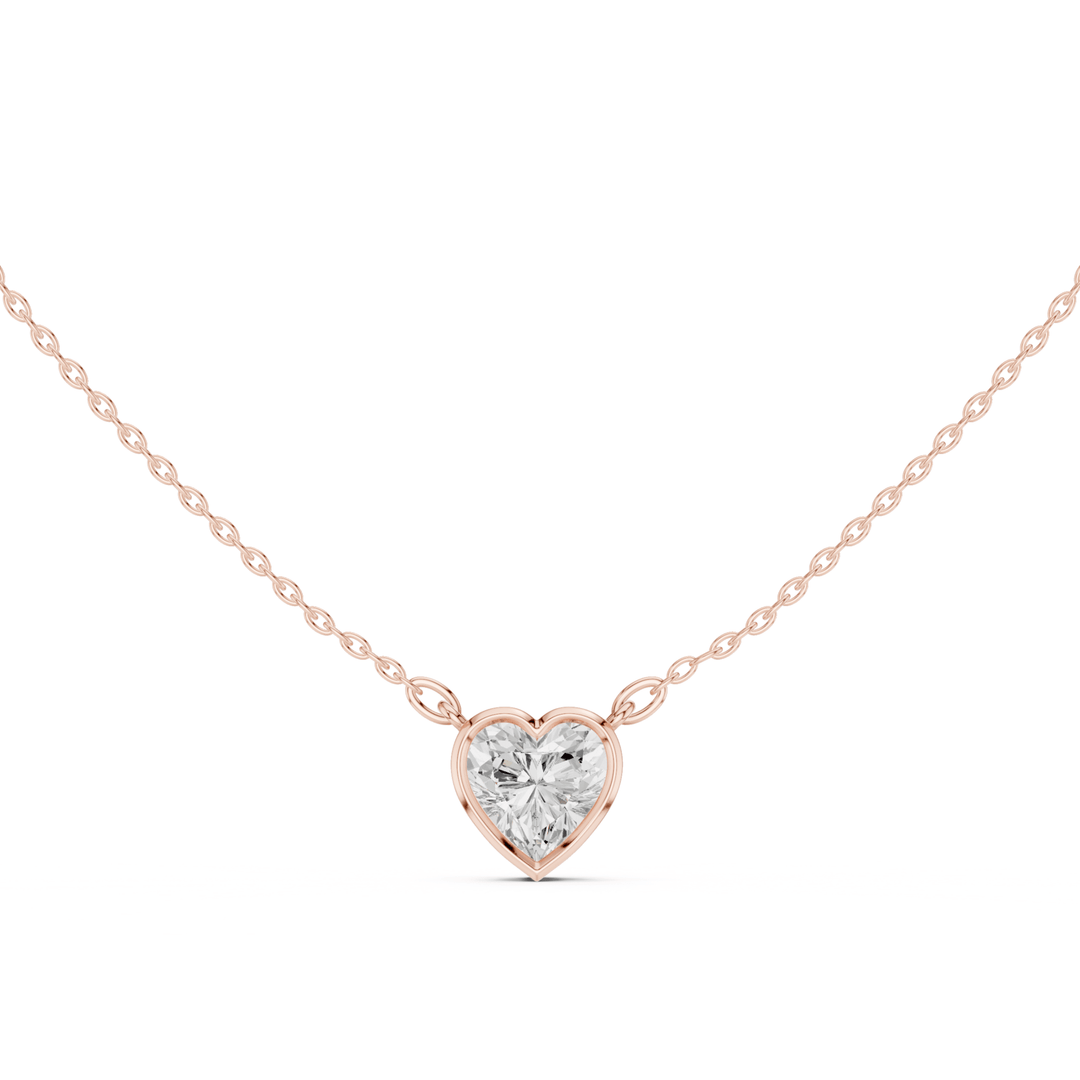 Heart Cut Diamond Bezel Solitaire Pendant - P1135HT in Necklace by 18 KARATS INC.