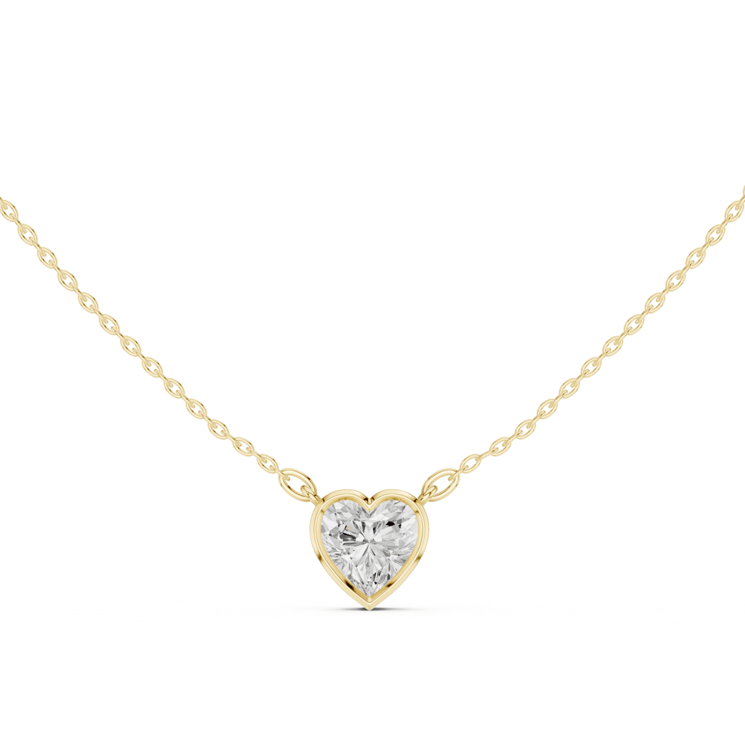 Heart Cut Diamond Bezel Solitaire Pendant - P1135HT in Necklace by 18 KARATS INC.