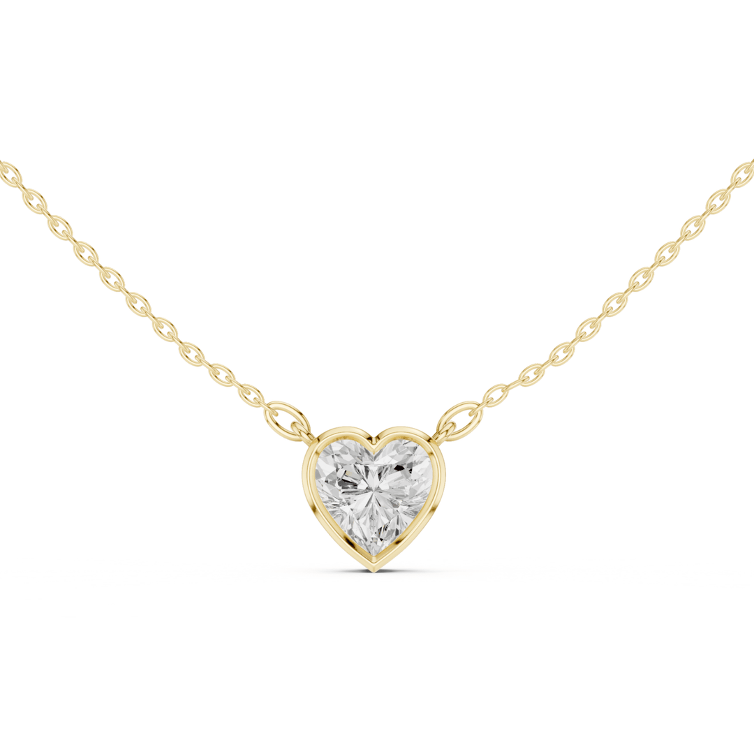 Heart Cut Diamond Bezel Solitaire Pendant - P1135HT in Necklace by 18 KARATS INC.
