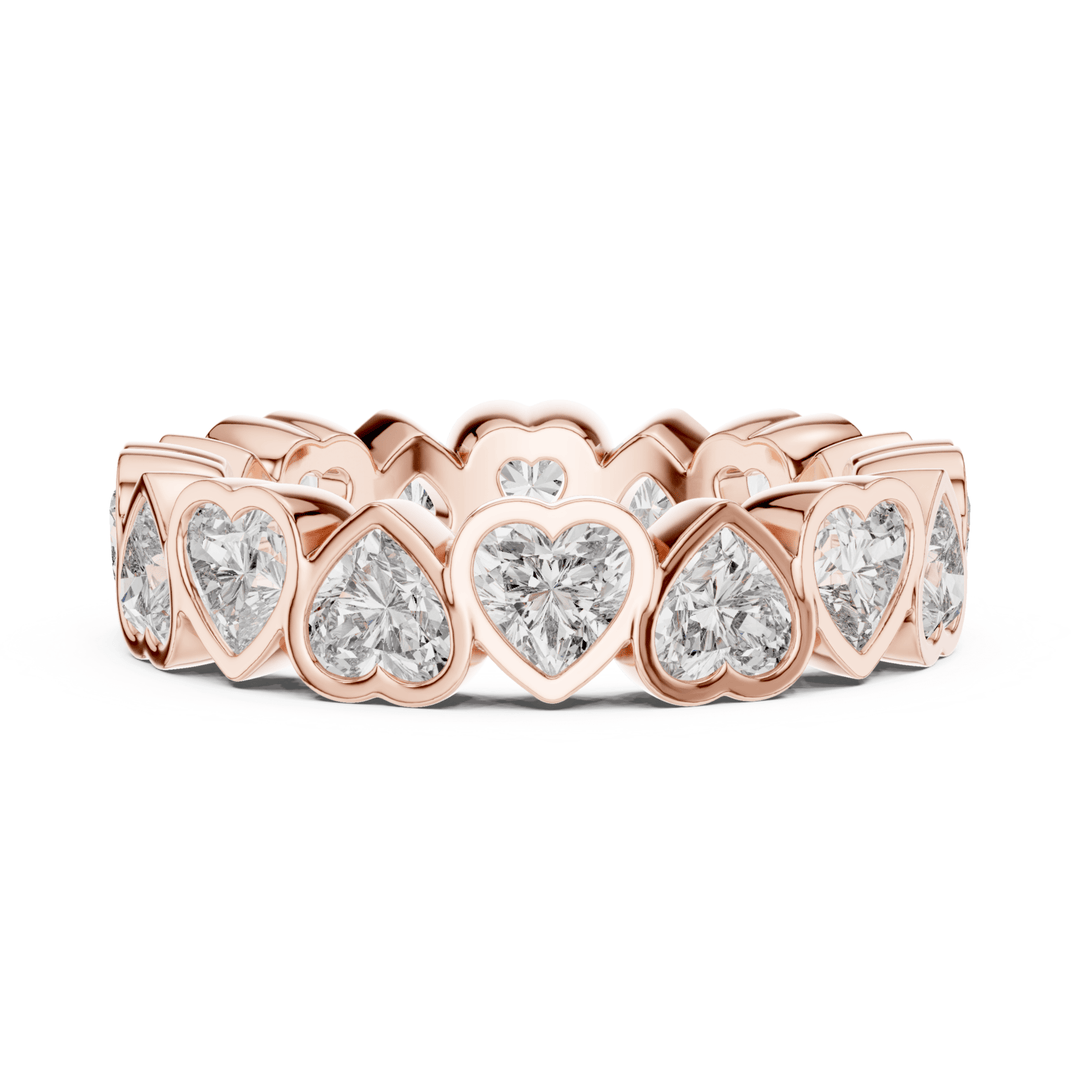 Heart Shape Bezel Set 3.67 ctw Diamond Eternity Band - B1175 in Wedding Bands by 18 KARATS INC.