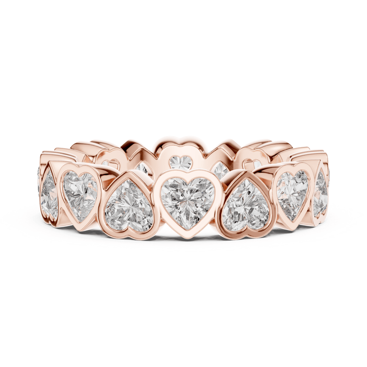 Heart Shape Bezel Set 3.67 ctw Diamond Eternity Band - B1175 in Wedding Bands by 18 KARATS INC.