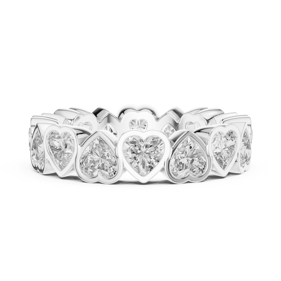 Heart Shape Bezel Set 3.67 ctw Diamond Eternity Band - B1175 in Wedding Bands by 18 KARATS INC.
