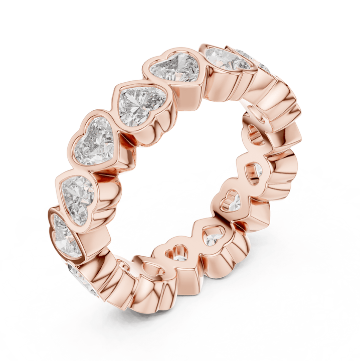 Heart Shape Bezel Set 3.67 ctw Diamond Eternity Band - B1175 in Wedding Bands by 18 KARATS INC.