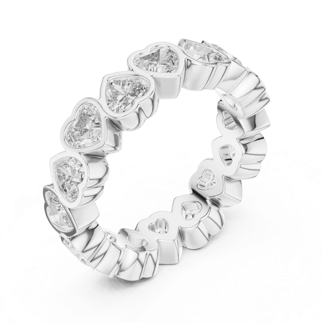 Heart Shape Bezel Set 3.67 ctw Diamond Eternity Band - B1175 in Wedding Bands by 18 KARATS INC.
