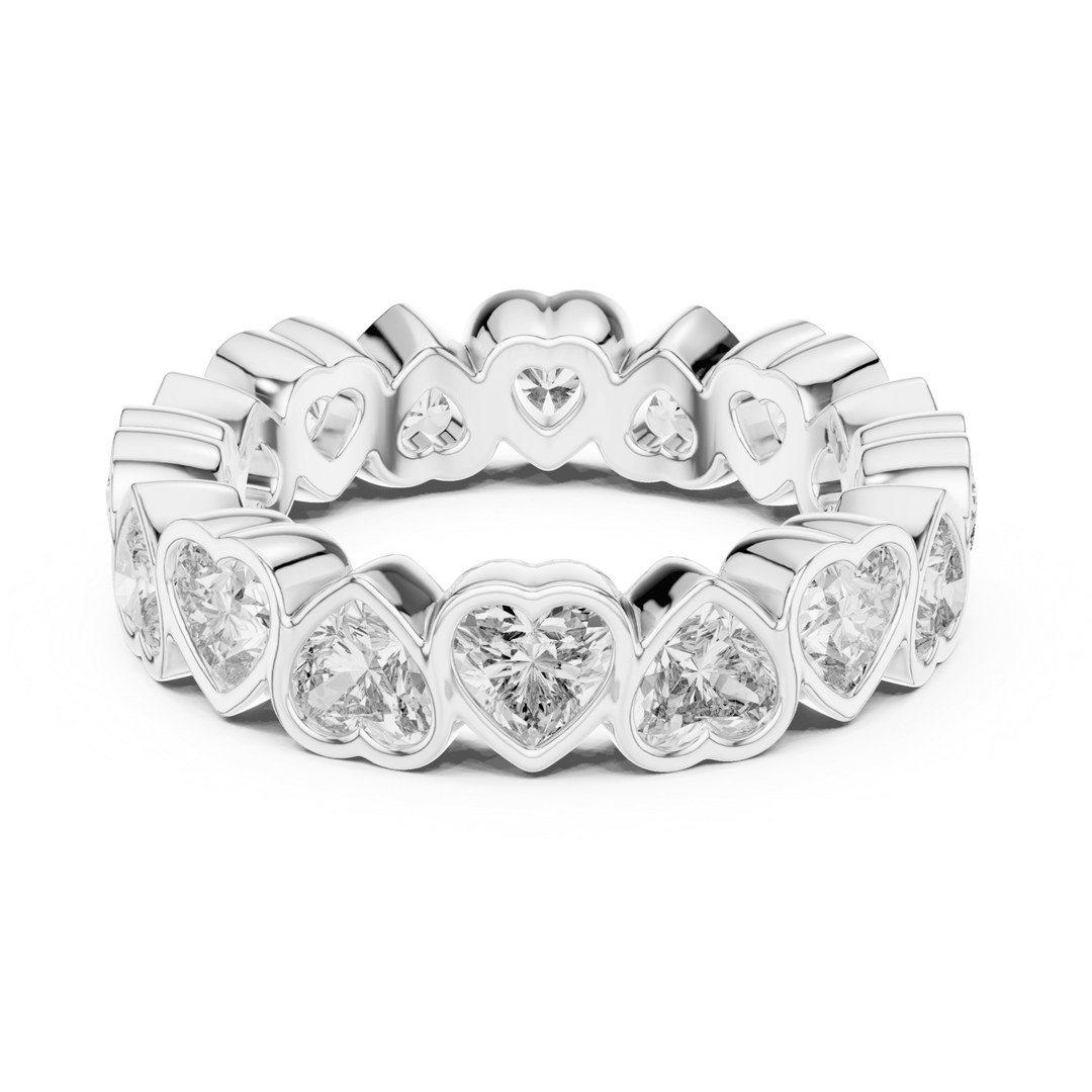 Heart Shape Bezel Set 3.67 ctw Diamond Eternity Band - B1175 in Wedding Bands by 18 KARATS INC.