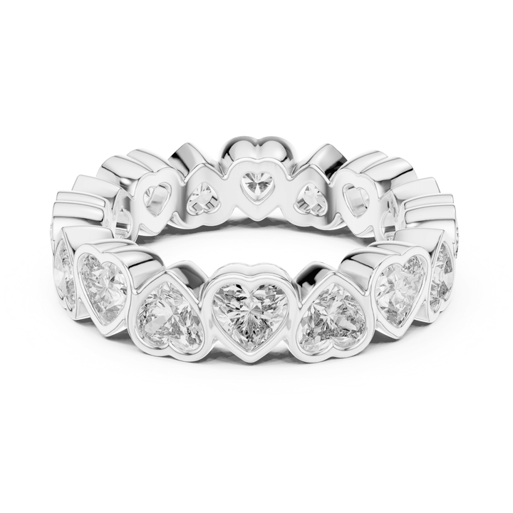 Heart Shape Bezel Set 3.67 ctw Diamond Eternity Band - B1175 in Wedding Bands by 18 KARATS INC.