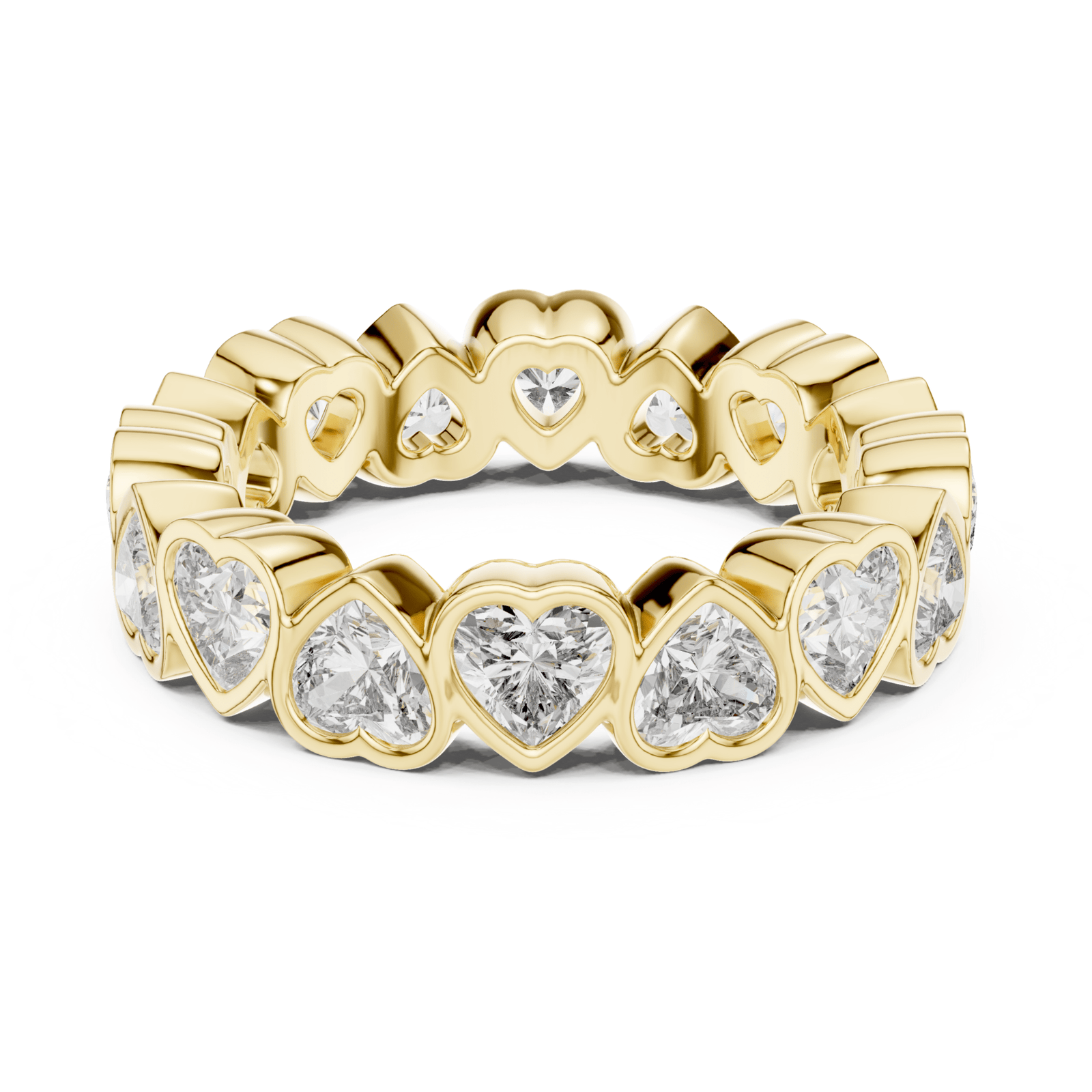 Heart Shape Bezel Set 3.67 ctw Diamond Eternity Band - B1175 in Wedding Bands by 18 KARATS INC.
