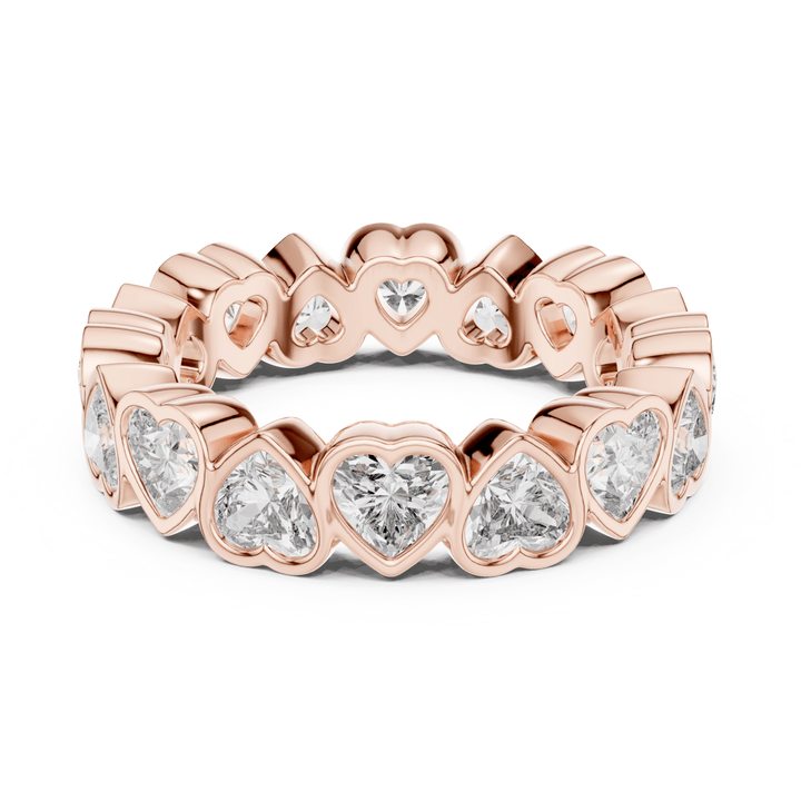 Heart Shape Bezel Set 3.67 ctw Diamond Eternity Band - B1175 in Wedding Bands by 18 KARATS INC.