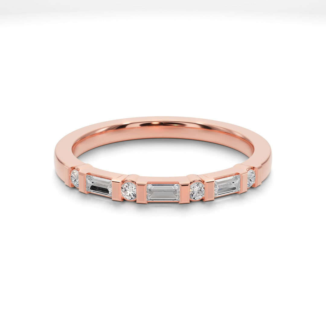 Heartlight 7 Stone Diamond and Gold Band - B1010 in Wedding Bands by 18 KARATS