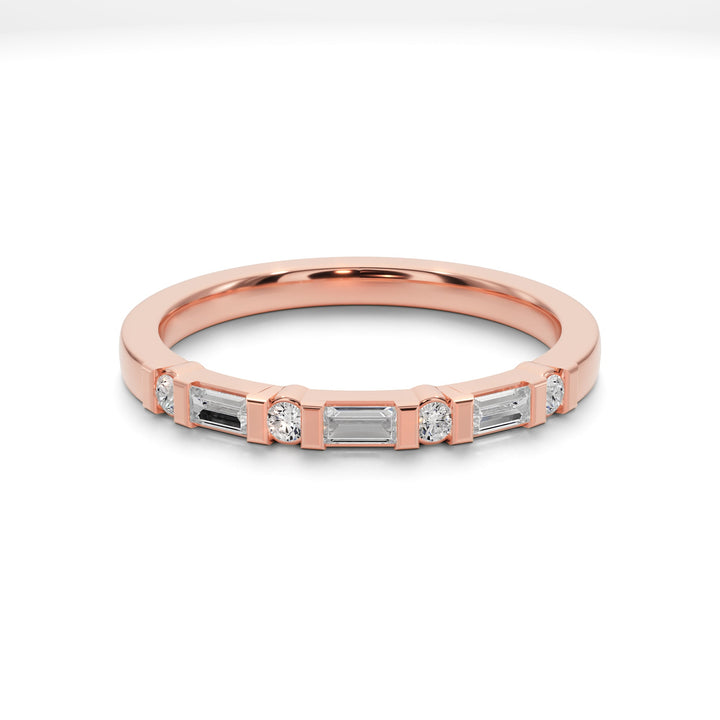 Heartlight 7 Stone Diamond and Gold Band - B1010 in Wedding Bands by 18 KARATS