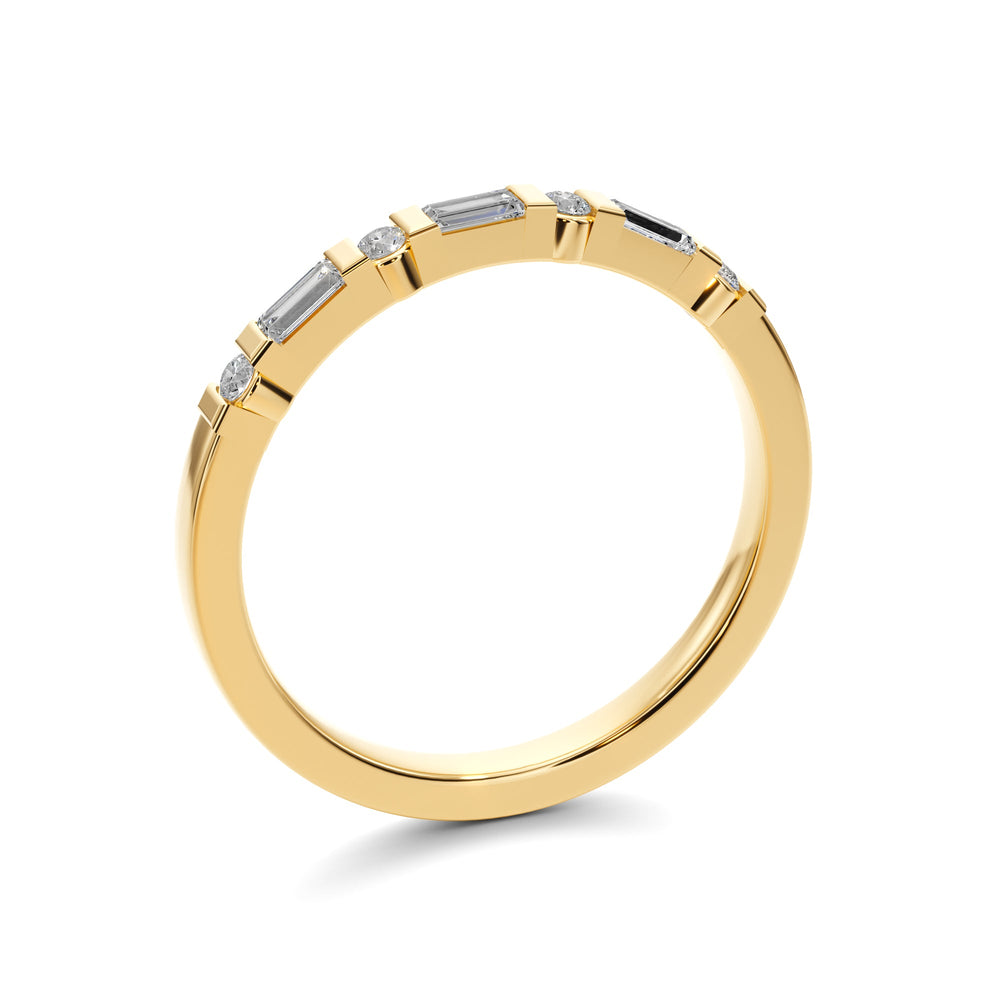 Heartlight 7 Stone Diamond and Gold Band - B1010 in Wedding Bands by 18 KARATS