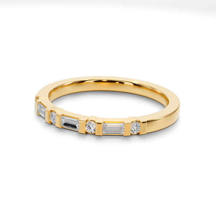 Heartlight 7 Stone Diamond and Gold Band - B1010 in Wedding Bands by 18 KARATS