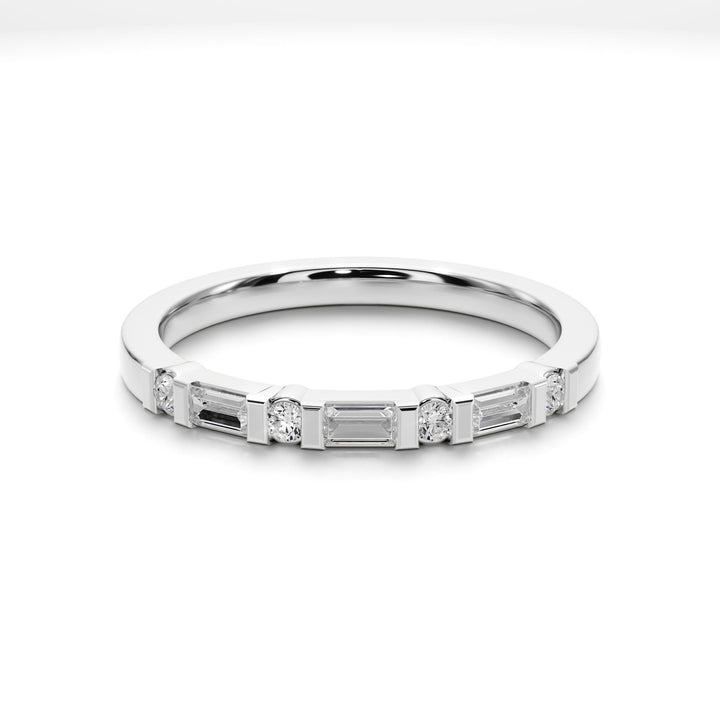 Heartlight 7 Stone Diamond and Gold Band - B1010 in Wedding Bands by 18 KARATS