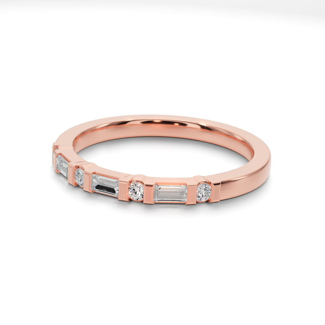 Heartlight 7 Stone Diamond and Gold Band - B1010 in Wedding Bands by 18 KARATS