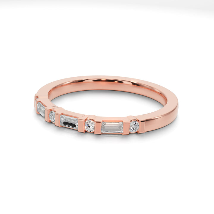 Heartlight 7 Stone Diamond and Gold Band - B1010 in Wedding Bands by 18 KARATS