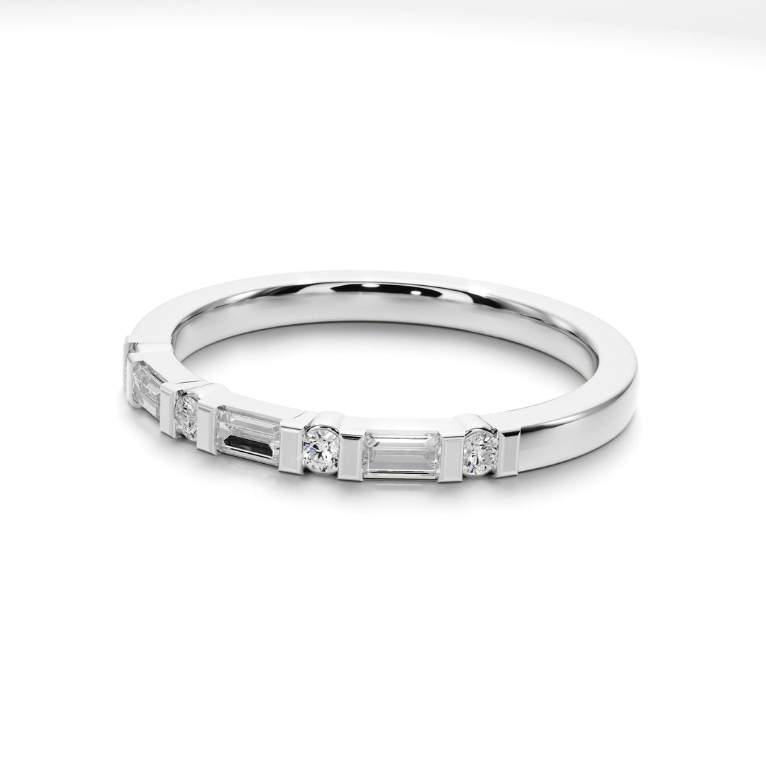 Heartlight 7 Stone Diamond and Gold Band - B1010 in Wedding Bands by 18 KARATS