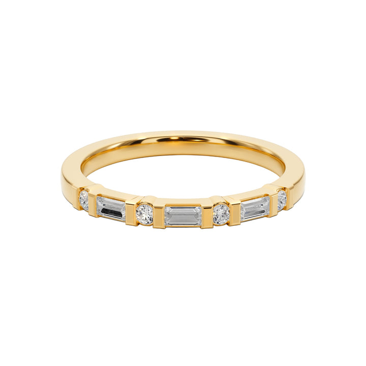 Heartlight 7 Stone Diamond and Gold Band - B1010 in Wedding Bands by 18 KARATS