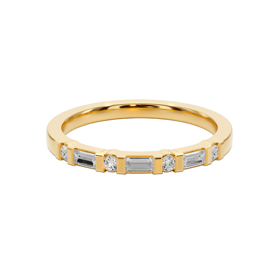Heartlight 7 Stone Diamond and Gold Band - B1010 in Wedding Bands by 18 KARATS